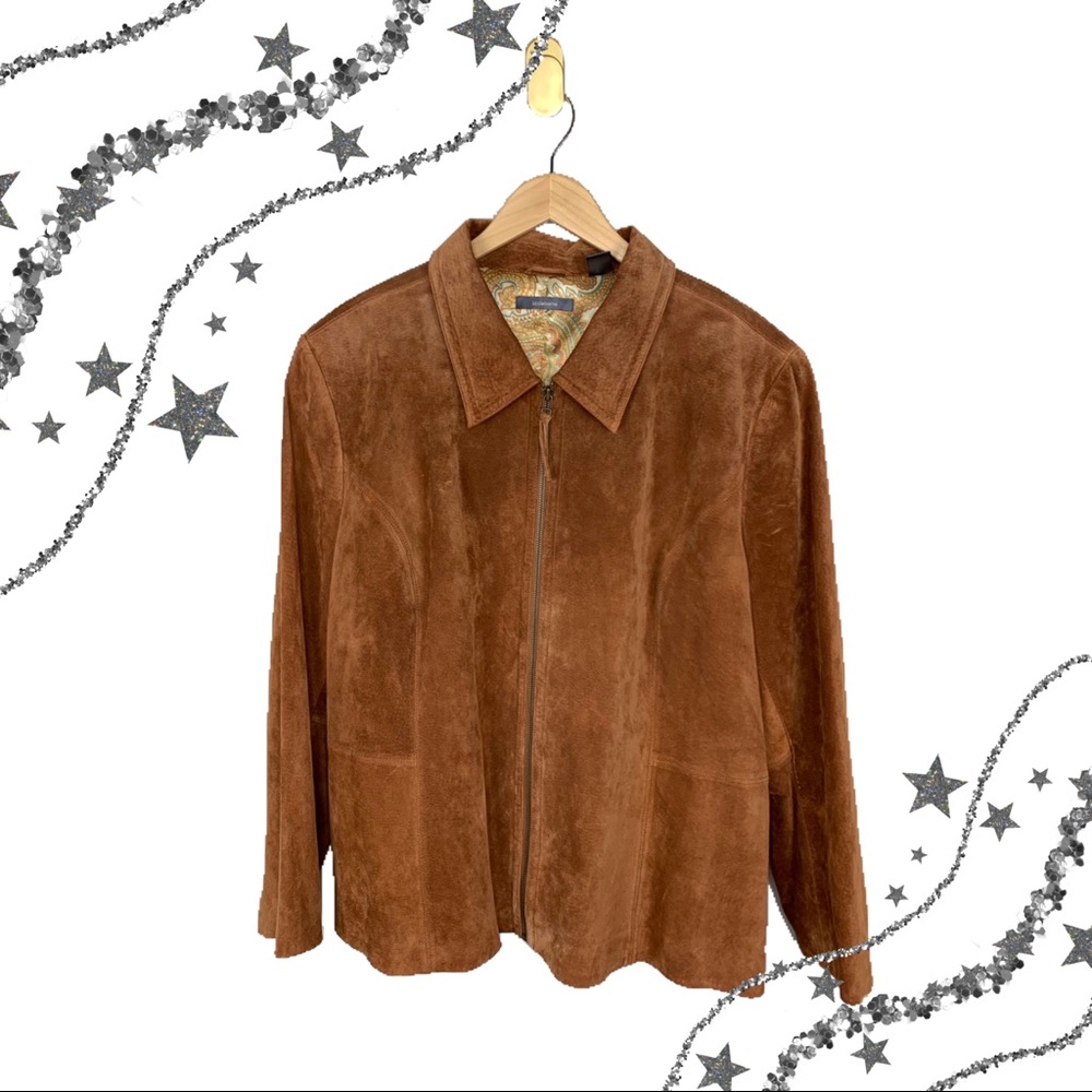 Liz Claiborne brown nude beige suede jacket 2XL